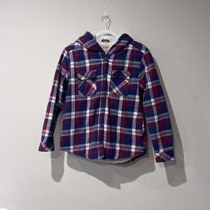 Boston Traders Women's‎ Sherpa Lined Hooded Flannel Plaid Shacket M